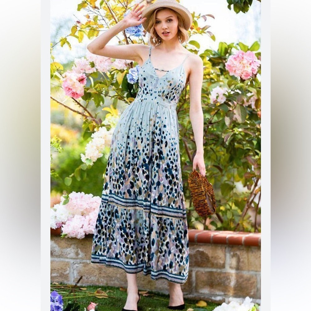 Davi & Dani Maxi Strappy Boho Flirty Dress 1XL - Picture 2 of 10